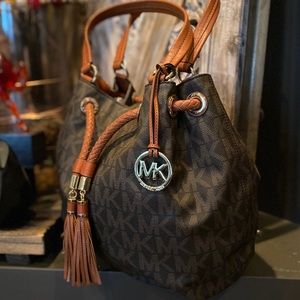 Michaels Kors Logo Tote w/ Braided Leather Tassel
